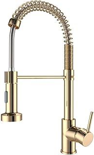 Onyzpily Gold Kitchen Taps Kitchen Sink Mixer tap with Solid Brass Commercial Single Handle Single Hole Pull Down Sprayer Swivel Sprayer Mixer Tap