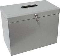 Cathedral Products A4 Steel File Box with Starter Pack of 5 Suspension Files - Grey