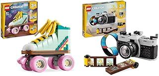 LEGO Creator 3in1 Retro Roller Skate to Mini Skateboard Toy to Boom Box Radio & Creator 3in1 Retro Camera Toy to Video Camera to TV Set, Kids' Desk Decoration