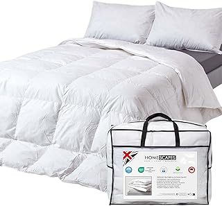 HOMESCAPES King Size Duvet 13.5 Tog, Luxury Ethical Goose Feather & Down Quilt, Anti Allergy 100% Cotton Cover Down-Proof Winter Bed Duvets, Washable, RDS & OEKO-TEX Certified