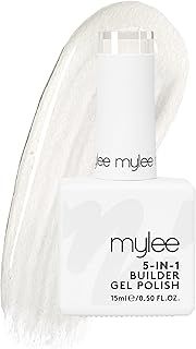 Mylee 5 in 1 Builder Base Strengthening Gel 15ml, UV/LED Nail Polish Coat for Hard Strong Nails Tips & Extensions, For Nail Art Decoration, Decals & Jewels, Professional Manicure Repair (Clear)