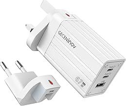 65W USB C Fast Travel Charger, 3 Ports GaN Charger with UK, EU, US Plugs, USB Power Supply Compatible with iPhone 16/15 Pro Max, iPad, MacBook Pro/Air, Galaxy S24/S23, and Other USB C Devices