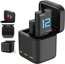 TELESIN Triple Battery Charger for GoPro Hero 12 Hero 11 Hero 10 Hero 9 Black, 2-Pack Batteries and 3-Channel USB Storage Quick Charger for Go Pro Hero 12/11/10/9 Batteries Charger