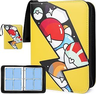 Trading Card Binder for Pokemon Cards, 480 Cards Zipper Book Card Holder Collectors, Pokemon Card Binder, Album Folder Carrying Case with 60 Removable Sleeves Jlq