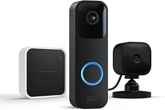 Blink Video Doorbell + Sync Module 2 + Blink Mini (Black) | Two-way audio, HD video, long-lasting battery life, motion detection, chime app alerts, Works with Alexa (Black)