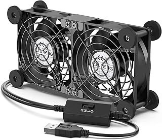 ELUTENG USB Fan 80mm 5V 2 in 1 with 3 Adjustable Speeds, Double Row USB Computer Fan 80mm PC Fan 8cm with 8 Shock Absorbent Feet for PS5 PS4/Laptop/TV Box/Router