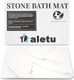 Daletu Stone Bath Mat, Quick Dry Diatomaceous Earth Large Stone Mat, Non-Slip Super Absorbent Diatomite Stone Bathroom Mat for Bathroom Floor, Kitchen Counter Dishes, Plant or Pet