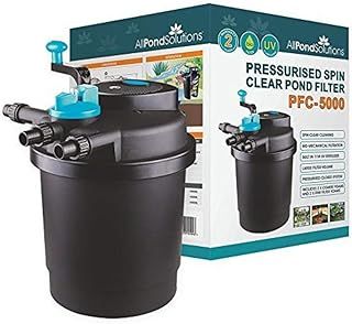 AllPondSolutions Pressurised Koi Fish Pond Filter with UV Steriliser – All in one UV Pond Filter System - Easy to Clean & Maintain - for Outdoor Ponds Up to 5000 litres - PFC-5000