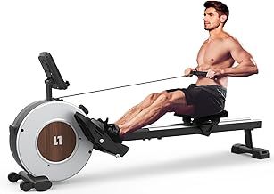 Rowing Machine for Home Gym, Magnetic rowing machine with 16 Level Adjustable Resistance, Upgrade dual slide rails, Compact Rower with LCD monitor, Vertical storage, Space saving