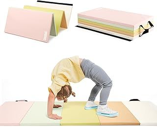 5-Panel Folding Gymnastics Tumbling Mat with Carrying Handles 195 x 75 x 2.8, Thick Exercise Mat, Foldable Tumbling Mat for Kids, Padding for MMA, Gymnastics, Activity Play and Home Gym