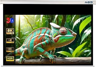ABIS 100" Manual Pull Down Projection Screen with 2k / 8k Ultra HD 16:9 Aspect Ratio Matte White Widescreen |Suitable for all Projectors | Perfect for Home Cinema, School, Office