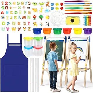 KIDINIX Art Easel, 3 in 1 Kids Easel Stand for Painting with Magnetic Board Drawing Paper Chalkboard & White Board, Adjustable Kids Easel with Kids Art Supplies, Painting Set, Gift for Kids Blue