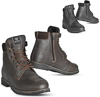 Touring Motorcycle Boots for Men, Men’s Ankle Motorbike Boots with Laces, Motorbike Shoes with Built-in Ankle Protection & Anti Skid Sole, Adventure Motorcycle Boots