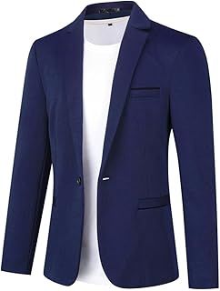 Mens One Button Blazer Casual Slim Fit Blazer Jacket Lightweight Suit Jackets