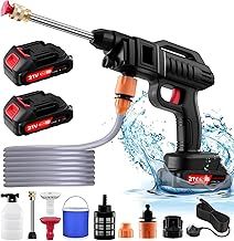 1500W Cordless Pressure Washer, 21V Handheld Washer Kit, High Pressure Washers for Car Floor Gardening Cleaning, Cordless Power Washer with 2 Nozzle, 16.5ft Hose, 2 Batteries, with Bucket