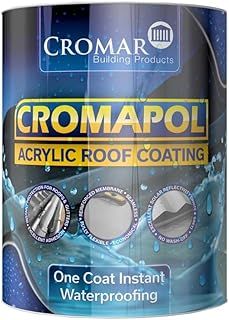 CROMAR Cromapol Acrylic Roof Coating – Mid Grey Fibre Reinforced Liquid Acrylic Waterproofing Solution | 20 KG