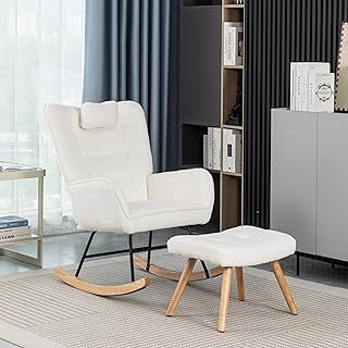 ModernLuxe Lounge Chair with Footrest, Reading Chair,5-Stage Adjustable Backrest, Reclining Chair with Side Pocket, Soft Foam Padding, Stylish Design,Beige A