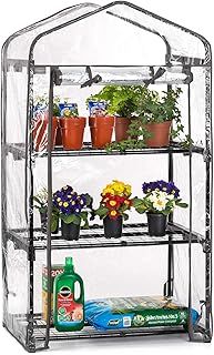 CHRISTOW 3 Tier 4ft Greenhouse, Mini Portable Compact Garden Growhouse, Sturdy Steel Frame, Double Zip PVC Cover