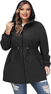 Hanna Nikole Women's Plus Size Hooded Raincoat Outdoor Jacket Waterproof Windbreaker