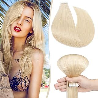 12 inch SEGO Tape in Hair Extensions Human Hair [10PCS*2g] #60 Platinum Blonde 100% Remy Real Hair Pieces for Women Invisible Skin Weft Straight (20g)