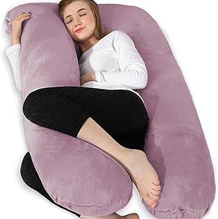 Chilling Home Pregnancy Pillows for Sleeping, U Shaped Maternity Pillow Cuddle Pillow, 55 inch Full Body Pillow Long Pillows for Sleeping, Maternity Body Pillows for adults with Cover Velvet