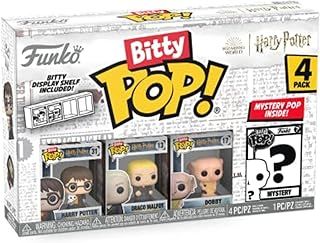 Funko Bitty POP! Harry Potter - Harry Potter™, Draco Malfoy™, Dobby™ and A Surprise Mystery Mini Figure - 0.9 Inch (2.2 Cm) Collectable - Stackable Display Shelf Included - Gift Idea - Cake Topper