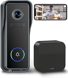 EUKI Wireless WiFi Video Doorbell Camera with Chime, 2K HD Smart Video Doorbell with Camera, Battery Operated, PIR Motion Detection, Night Vision, 2-Way Audio, Support SD Card & Cloud Storage