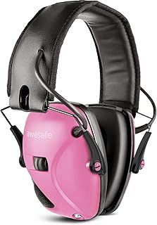 awesafe GF01 Electronic Shooting Earmuffs Ear Defenders Noise Reduction Sound Amplification Electronic Safety Ear Muffs, NRR 24, Ideal for Shooting and Hunting (Pink)