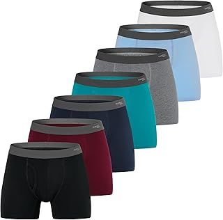 INNERSY Mens Boxer Shorts Cotton Open Fly Underwear Trunks Multipack Rainbow Sports Briefs Pack of 7