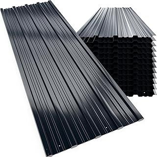 12x Galvanised Metal Roofing Sheets | Box Profile 129x46cm Coated 7m² Cladding Walling Sheeting | Corrugated Roof Garage Shed Carport Greenhouse Panels | Anthracite