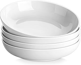 MALACASA 10 Inch Large Pasta Bowls Set of 4, 1680 ML Salad Bowls, Ceramic Bowl Sets, Wide and Shallow Bowls Set, Microwave and Dishwasher Safe, Series Regular