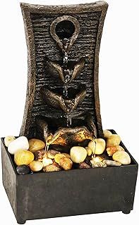 Indoor Water Fountain - Tiers Design Water Feature with LED Lights - Mains Powered & Self-Contained, Table Top, Relaxing & Tranquil - Perfect for Home, Living Room, Office Decor