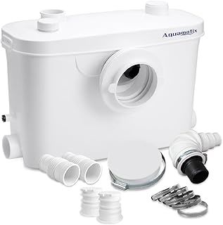 Aquamatix Sanitary Grinder 400W Sanitary Lift Pump 100L/min 7m Vertical Pumping Distance with 3 Inlets for Toilet, Sink and Bath with Carbon Filter