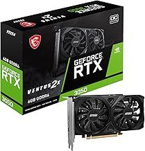 MSI GeForce RTX 3050 VENTUS 2X E 6G OC Gaming Graphics Card - 6GB GDDR6, 1492 MHz, PCI Express Gen 4, 96-bit, 1x DP (v1.4a), 2x HDMI 2.1 (Supports 4K)