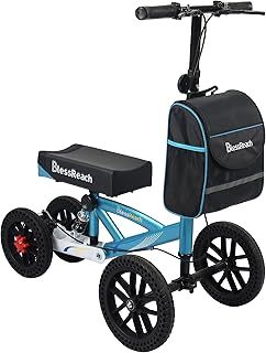 BlessReach Knee Scooter, All Terrain Foldable Knee Scooter Walker, Disc Brake Knee Walker for Foot Injuries Compact Crutches Alternative