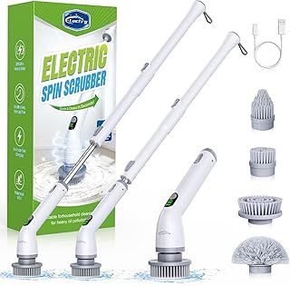 Electric Spin Scrubber, Cordless Electric Cleaning Brush with Adjustable Extension Arm, 4 Cleaning Brush Heads, Power Scrubber for Bathroom, Kitchen,Tiles, Floors, and Bathtubs
