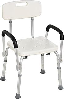 HOMCOM Adjustable Shower Chair, Shower Seat, Portable Medical Stool with Adjustable Back and Armrest for Mobility