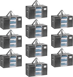 VENO 10 Pack Heavy Duty Moving Bags for Clothes,Extra Large Moving House Essentials,Underbed Storage Packing Boxes for Duvet,Waterproof Laundry Bags Organiser (Gray, 10 Pack)
