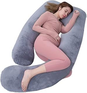 AS AWESLING Pregnancy Pillow, U Shaped Full Body Pillow, Nursing, Support and Maternity Pillow for Pregnant Women with Removable Cover (Dark Grey)