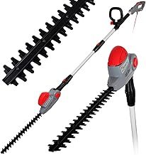NETTA Pole Hedge Trimmer Long Reach Telescope - 550W Power, 2.7m Extendable Reach, 135° Adjustable Head, 2-Way Safety Switch, Shoulder Strap and 10m Cable