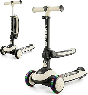 Kinderkraft Halley 2 in 1 Scooter for Kids 1+ Year Old to 50 kg, 3 Wheel Scooter, Balance Bike, Easy Folding, 2 Front Flashing Wheels, Adjustable Handlebar, Easy to Handle Weighs only 3 kg, White