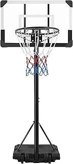 Yaheetech Portable Basketball Hoop, 32''/28'' Alloy Steel Backboard with Adjustable Height and Wheels, Brown/White Basketball Net Stand Set System for All Ages