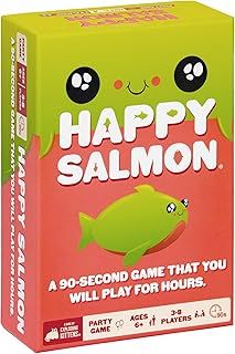 Happy Salmon by Exploding Kittens - 3-8 Players - Ages 6+ - 90 Second Rounds - Easy to Learn Quick Matching Card Game - Ideal for Party, Family Game Night, Kid and Adult