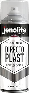 JENOLITE Directoplast Gloss Spray Paint | WHITE | 400ml | Paint for Plastic Surfaces | For All Types Of Plastic | No Primer Required Multi Surface Paint | Spray Paint for Plastic | RAL 9016