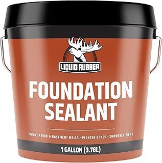 Liquid Rubber Basement and Foundation Repair Sealant - Waterproof Concrete Sealer & Crack Filler - Flexible Coating for Indoor & Outdoor Use - Waterproofing Paint - Black, 3.78 Litres