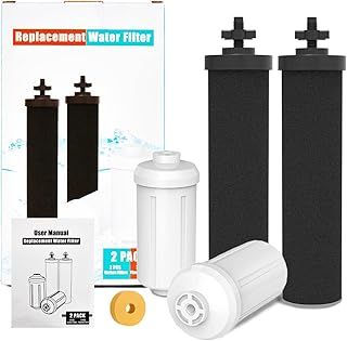 Berkey Gravity Water Filter Replacement, 4 Pack (2 Activated Carbon + 2 Fluoride Filters, Compatible with Berkey Purifiers)