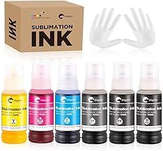 Hiipoo 600ML 552 t552 Sublimation Ink for EcoTank ET-8500 ET-8550 Wide-Format Supertank Printers Heat Press Transfer on T-Shirt Tumblers (6 Color, 1PK,1BK,1C,1M, 1Y, 1GY)