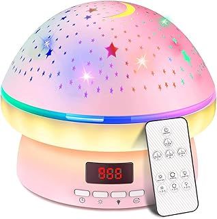 DQMOON Girls Toys for 2-8 Year Old Kids, Timer Rotation Star Projector Night Light for Kids Age 3-8, Girls Gifts for 2-9 Year Old, Birthday Gifts Presents Xmas Stocking Fillers for Age 4-9