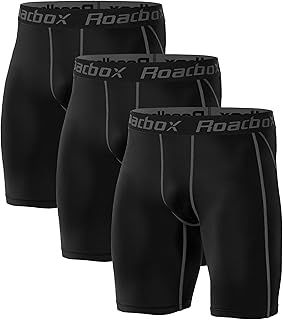 Roadbox 1,2 or 3 Pack Compression Shorts Mens, Sports Underwear Base Layer Shorts Tights Leggings Running Gym Cycling