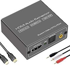 HDMI to Optical Audio Adapter 4K@60Hz HDMI to Spdif Toslink and 3.5mm L/R Stereo Audio Converter for TV PS4 PS5 Xbox Blue Ray Chromecast DVD Player